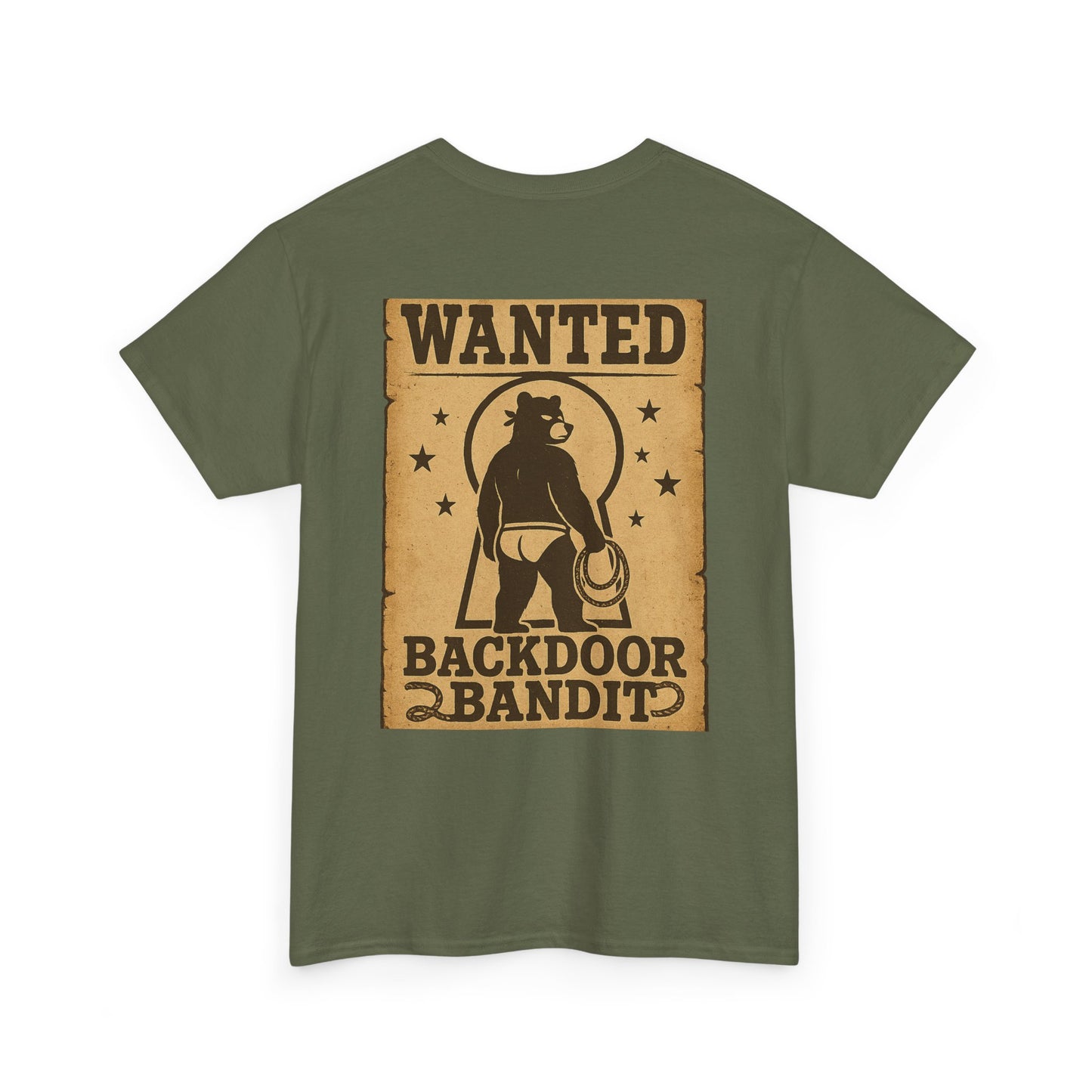 Wanted Backdoor Bandit Tee, Funny Unisex T-Shirt, Vintage Style Graphic Tee, Casual Everyday Wear, Gift for Him/Her