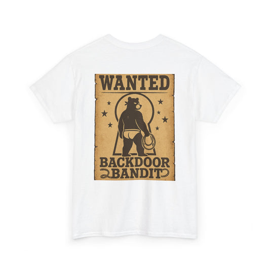 Wanted Backdoor Bandit Tee, Funny Unisex T-Shirt, Vintage Style Graphic Tee, Casual Everyday Wear, Gift for Him/Her