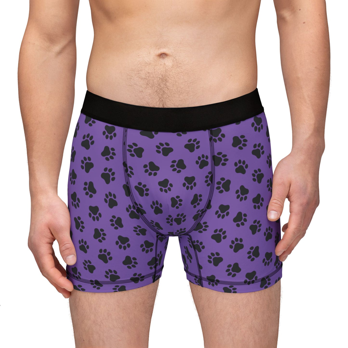Purple & Bear Paw Print Boxer Briefs – Bold & Comfortable Men’s Underwear