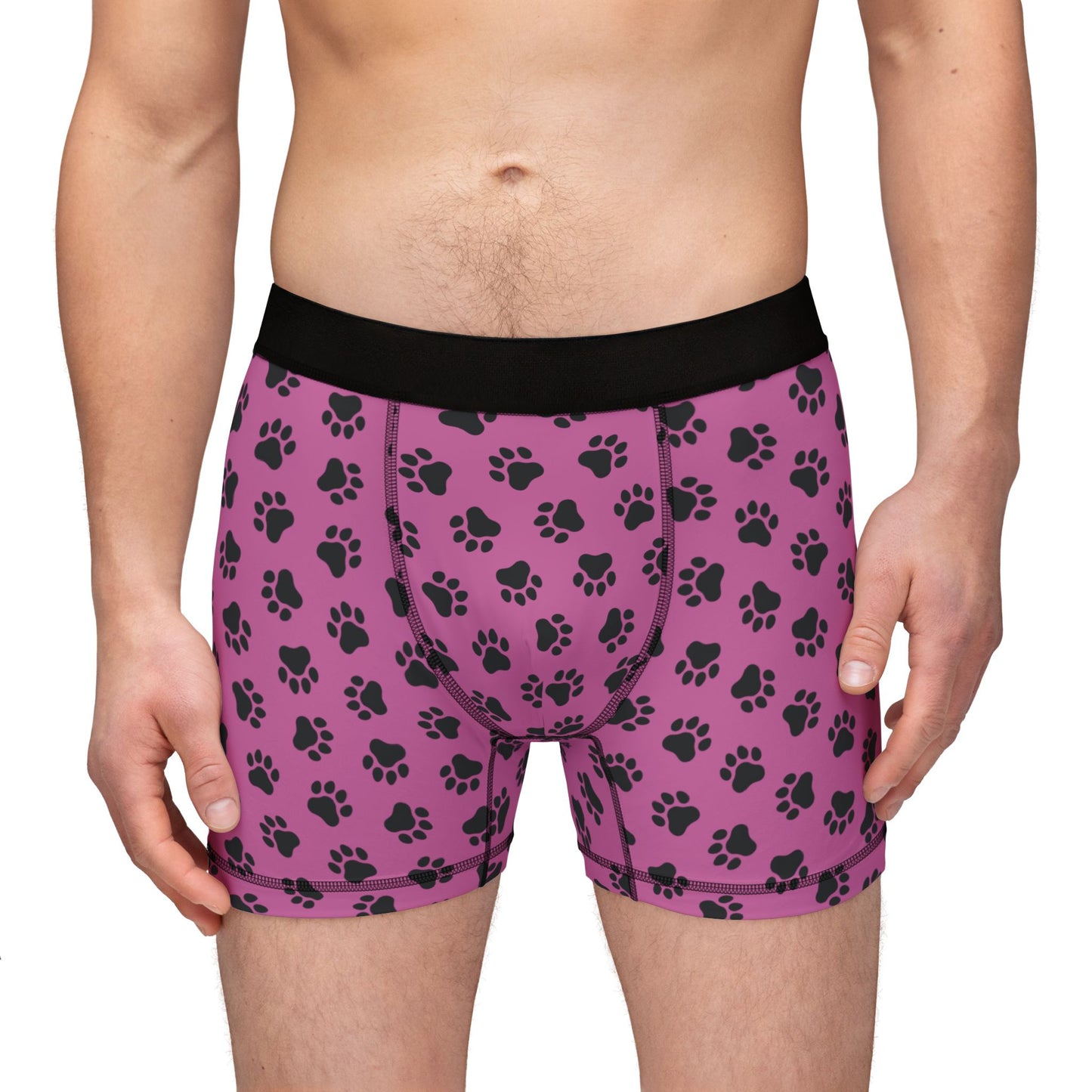 Pink & Bear Paw Print Boxer Briefs – Bold & Comfortable Men’s Underwear