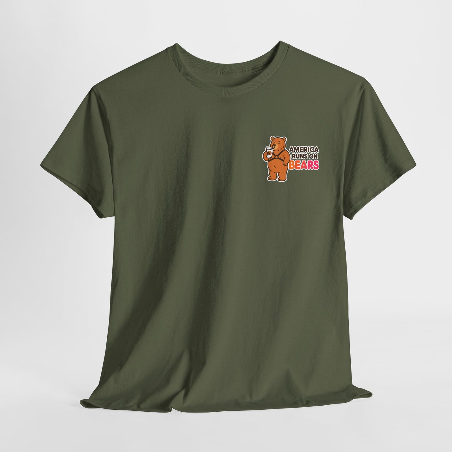 America Runs on Bears T-Shirt β Funny Gay Bear Coffee Parody Tee