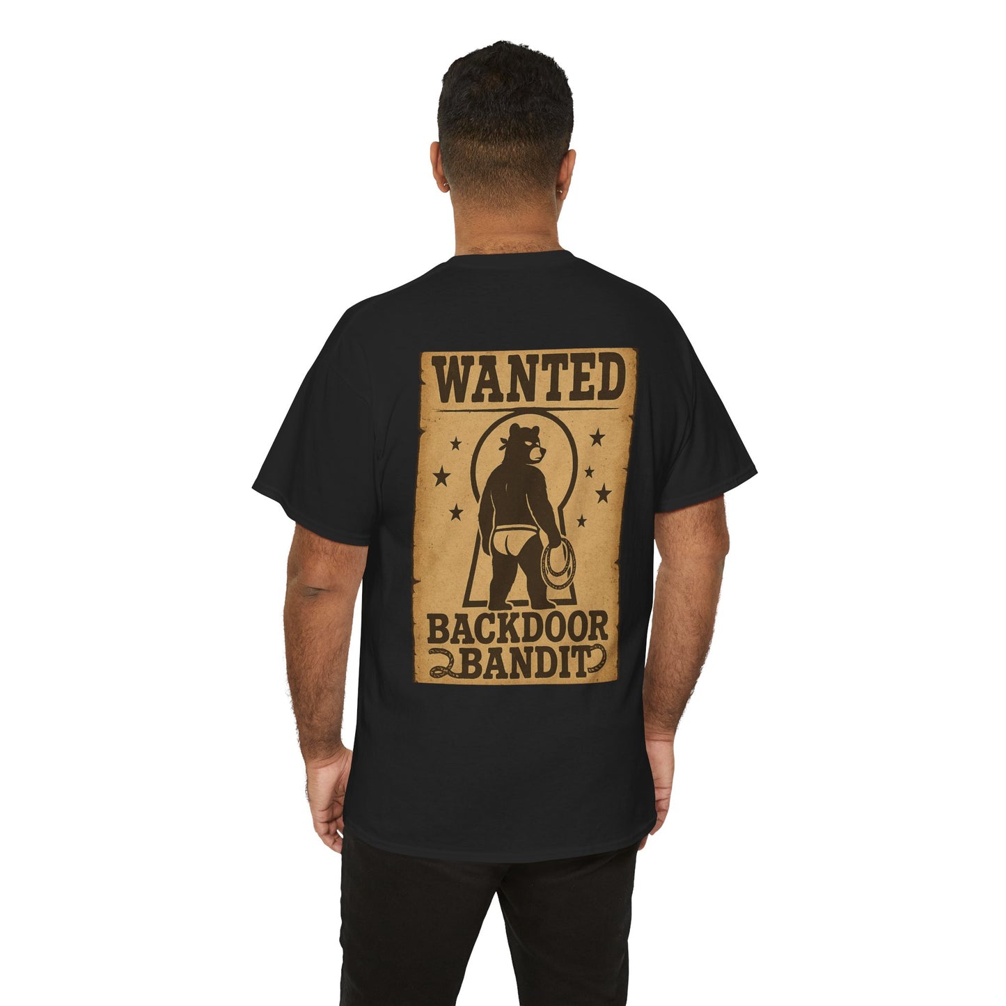Wanted Backdoor Bandit Tee, Funny Unisex T-Shirt, Vintage Style Graphic Tee, Casual Everyday Wear, Gift for Him/Her