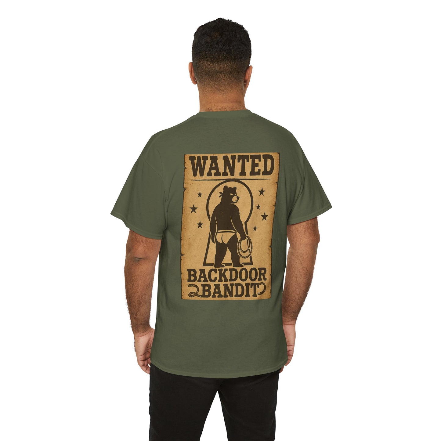 Wanted Backdoor Bandit Tee, Funny Unisex T-Shirt, Vintage Style Graphic Tee, Casual Everyday Wear, Gift for Him/Her