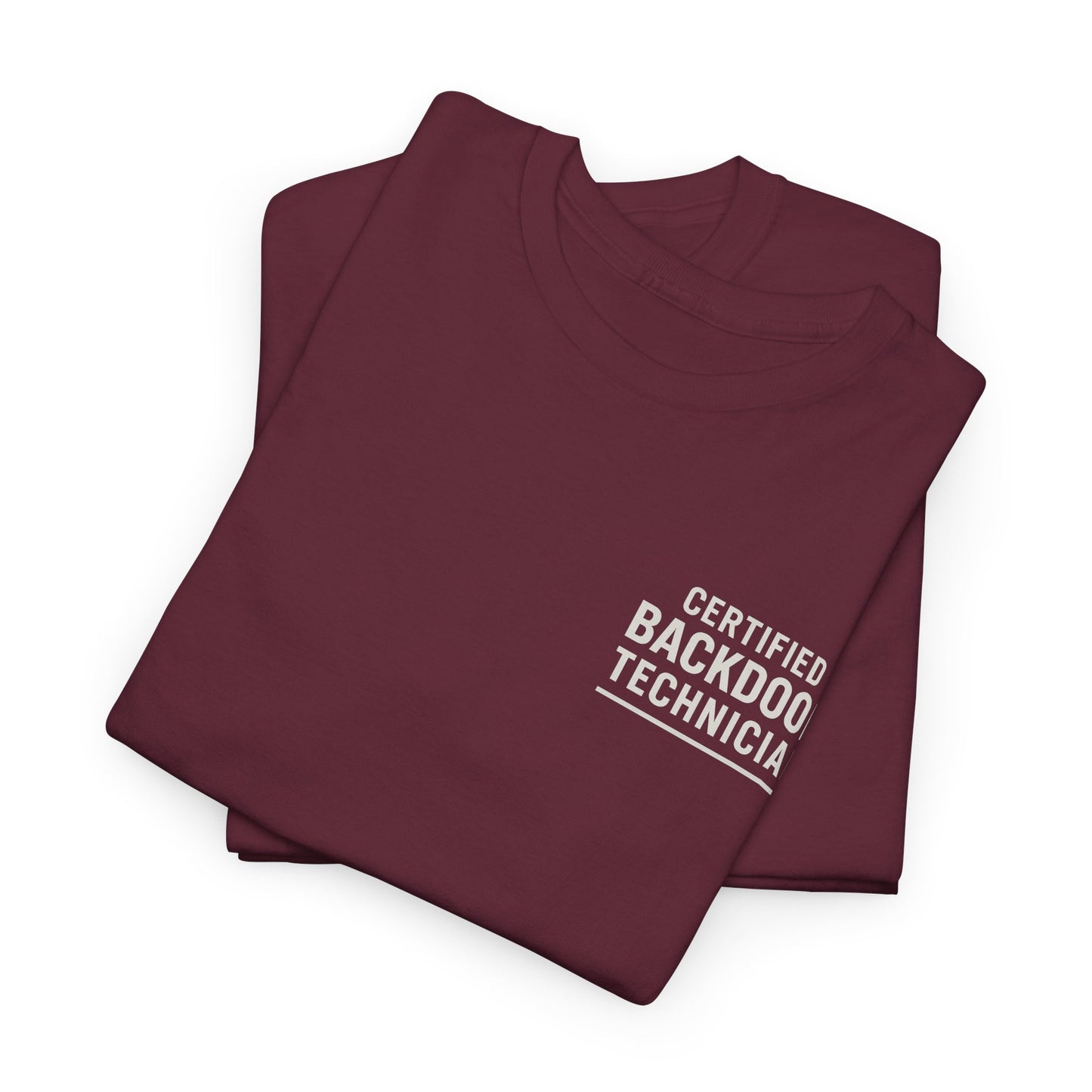 Certified Backdoor Technician Unisex Heavy Cotton Tee, Funny Tech Shirt, Gift for IT Professionals, Casual Wear, Geeky T-Shirt