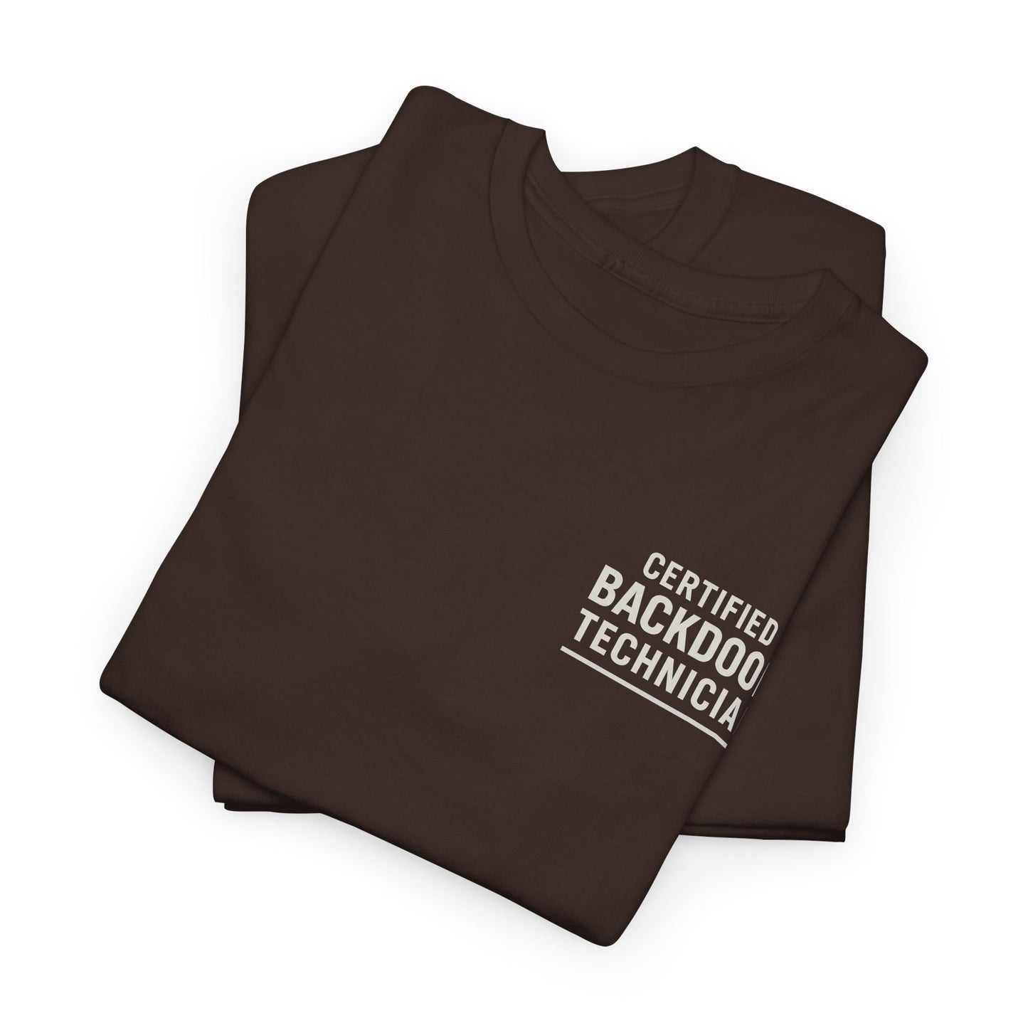Certified Backdoor Technician Unisex Heavy Cotton Tee, Funny Tech Shirt, Gift for IT Professionals, Casual Wear, Geeky T-Shirt