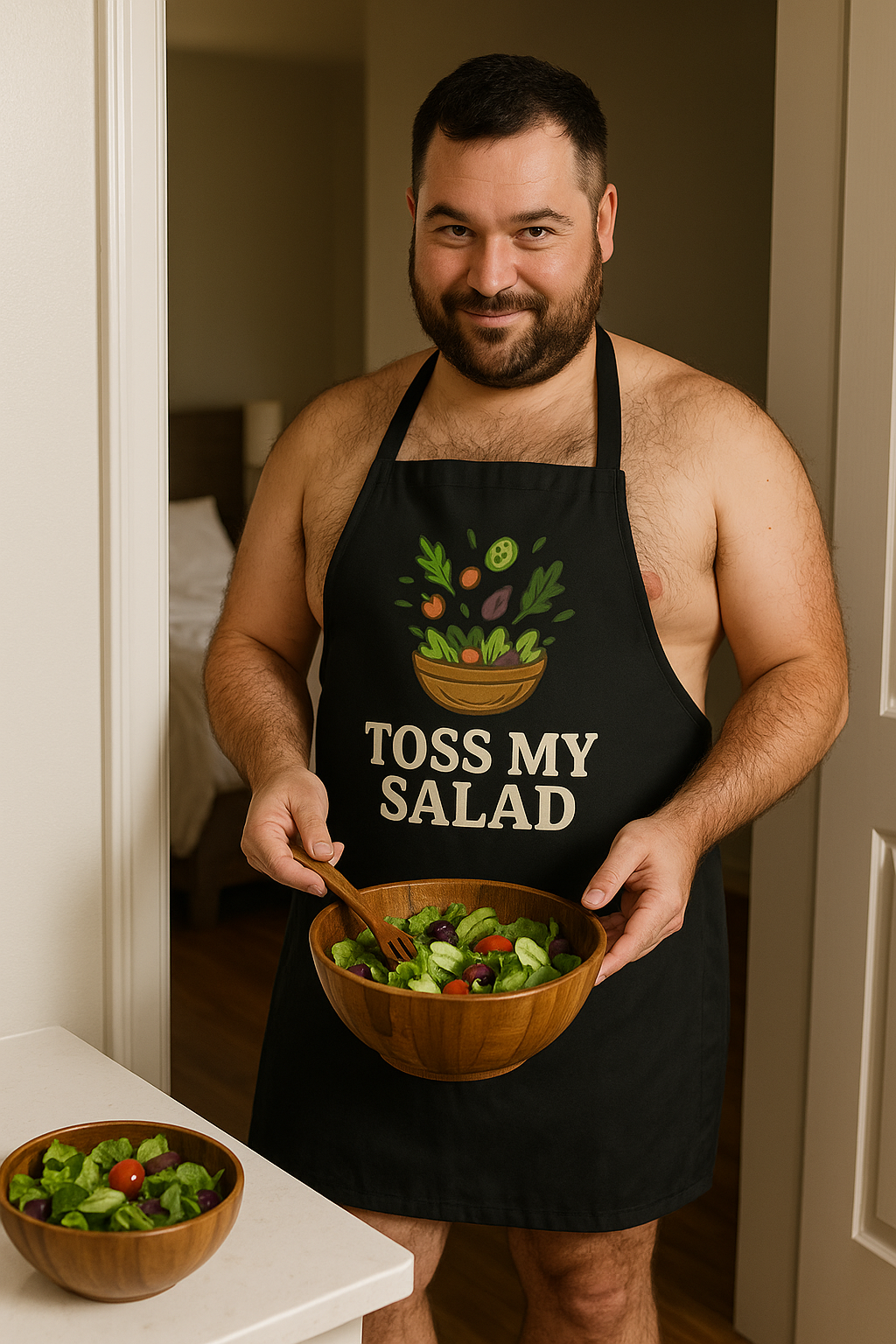 Toss My Salad Apron – Funny Bear Gay Kitchen BBQ Cooking Gift