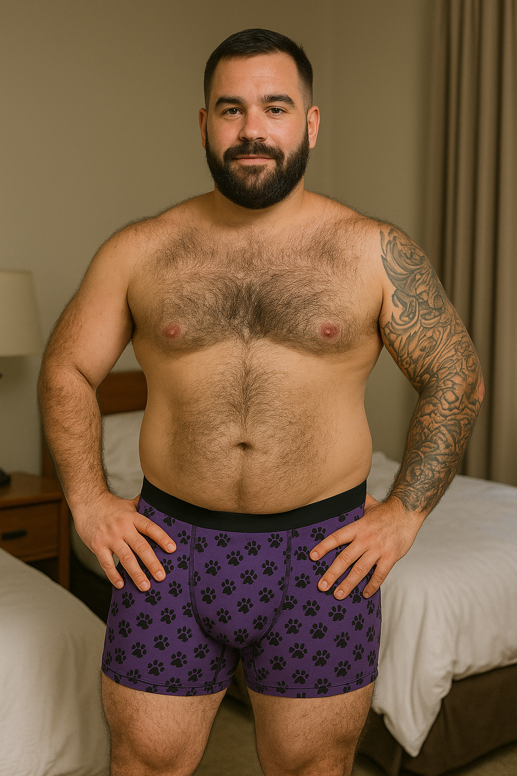 Purple & Bear Paw Print Boxer Briefs – Bold & Comfortable Men’s Underwear