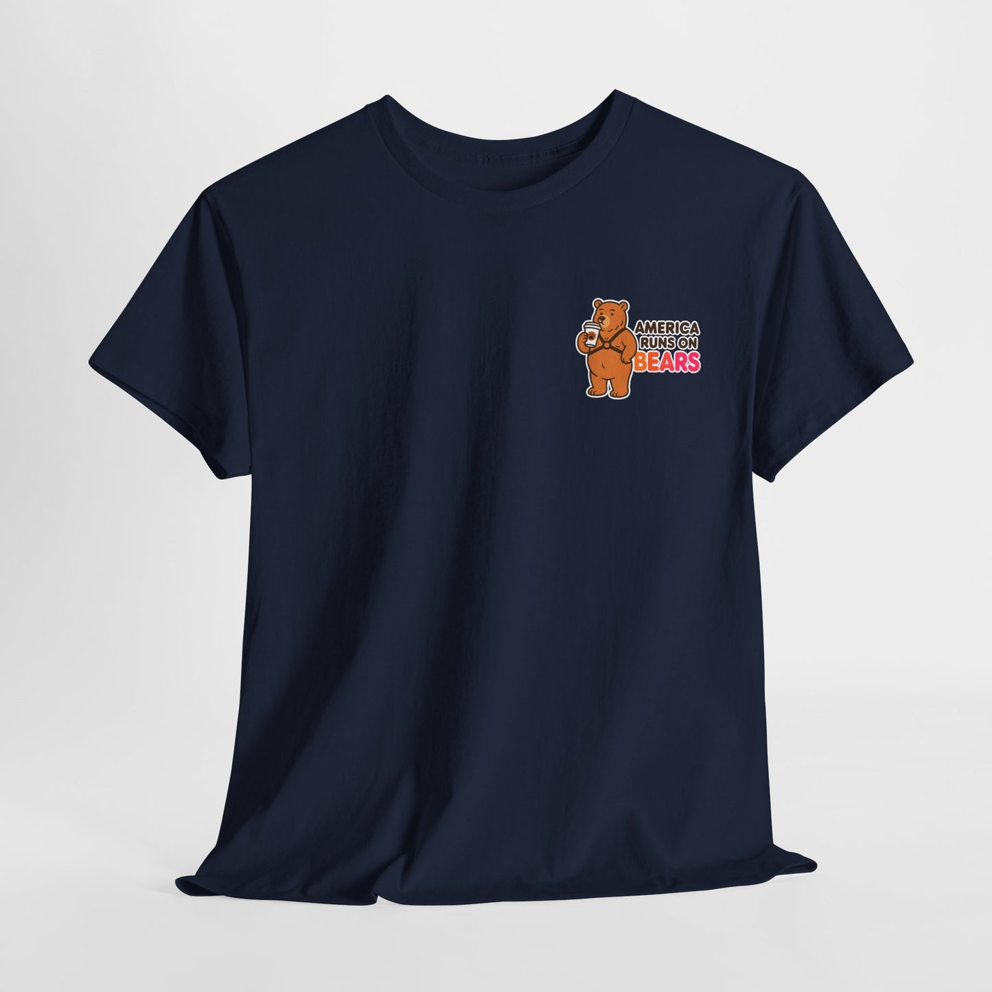 America Runs on Bears T-Shirt β Funny Gay Bear Coffee Parody Tee
