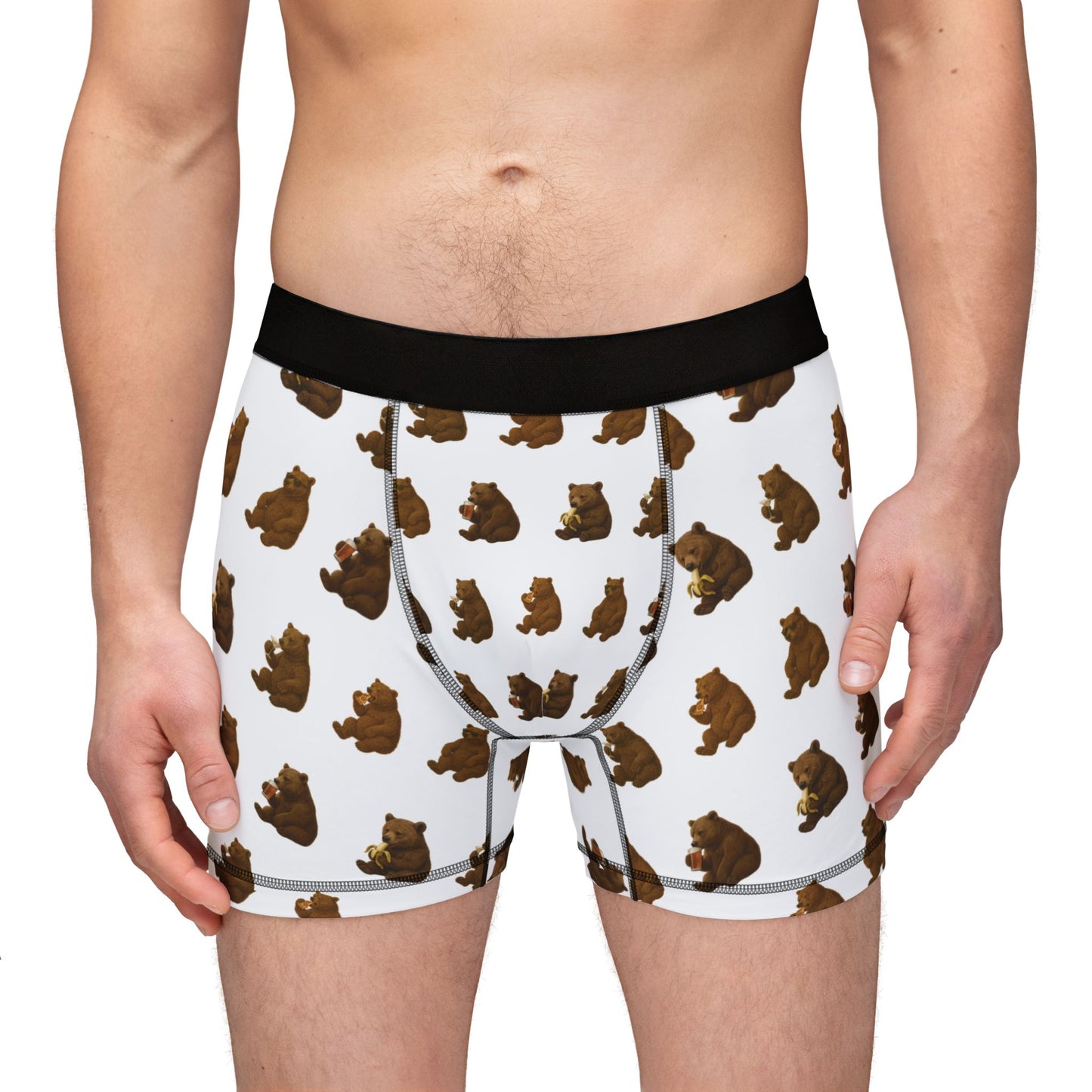 Playful Bear Pattern Boxer Briefs