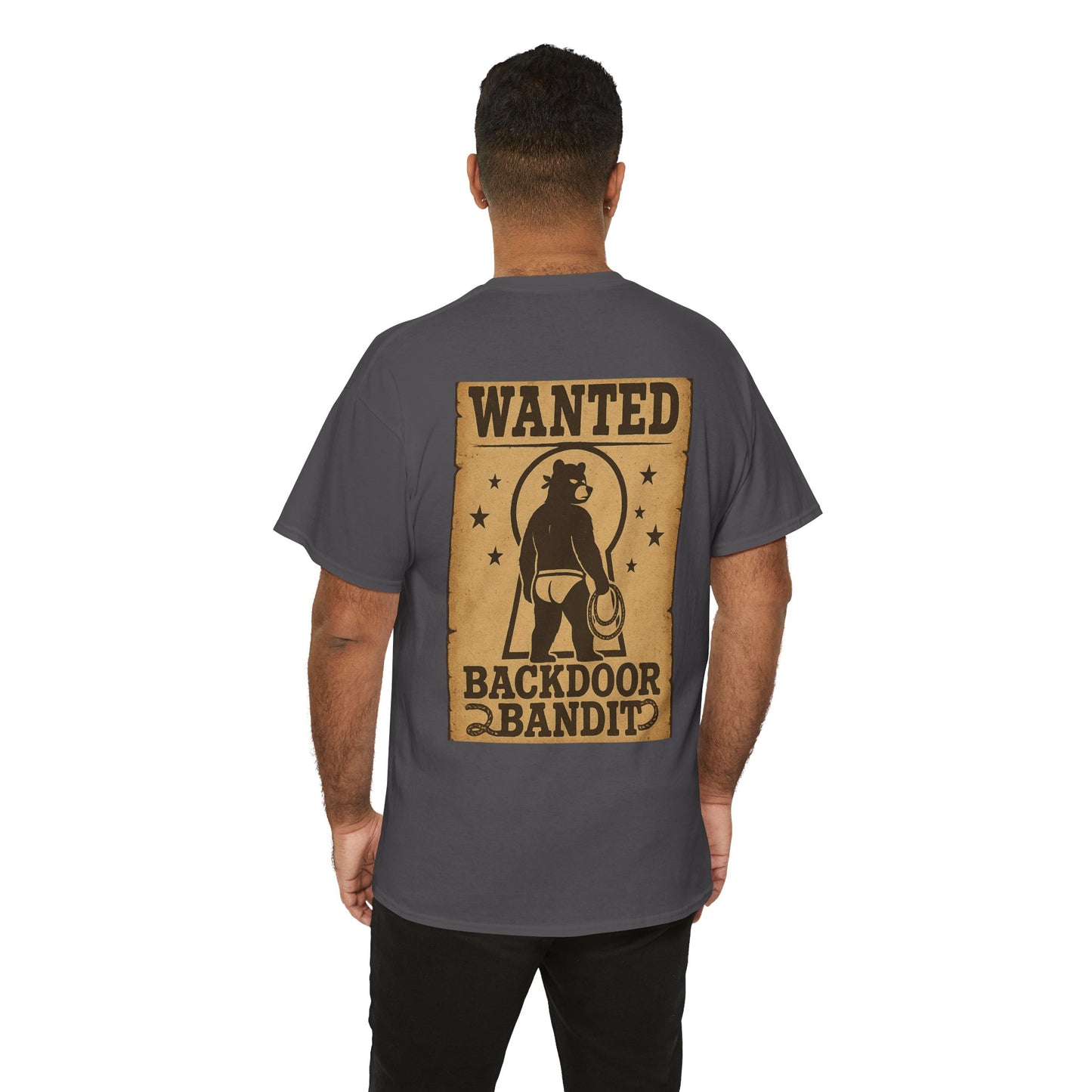 Wanted Backdoor Bandit Tee, Funny Unisex T-Shirt, Vintage Style Graphic Tee, Casual Everyday Wear, Gift for Him/Her