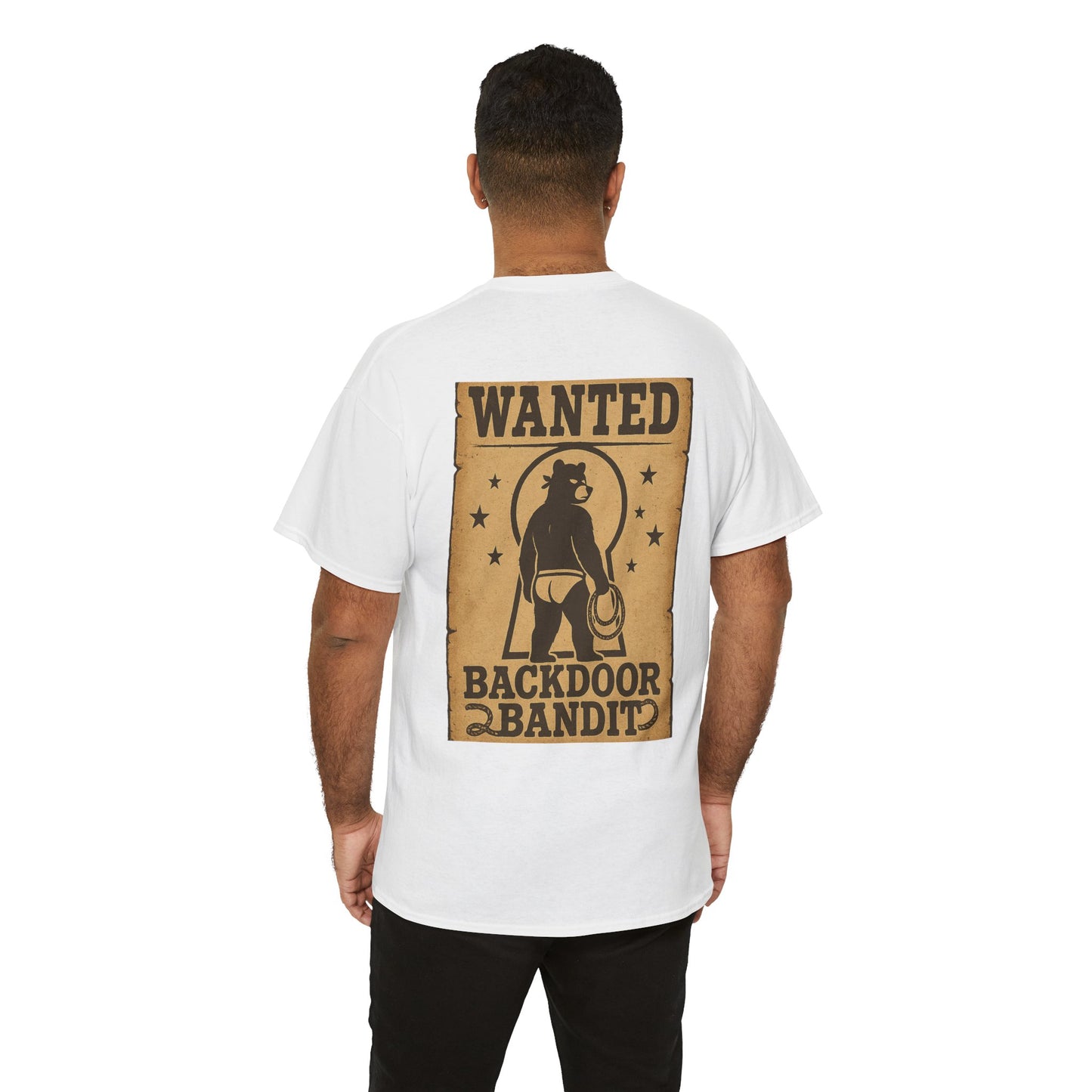 Wanted Backdoor Bandit Tee, Funny Unisex T-Shirt, Vintage Style Graphic Tee, Casual Everyday Wear, Gift for Him/Her