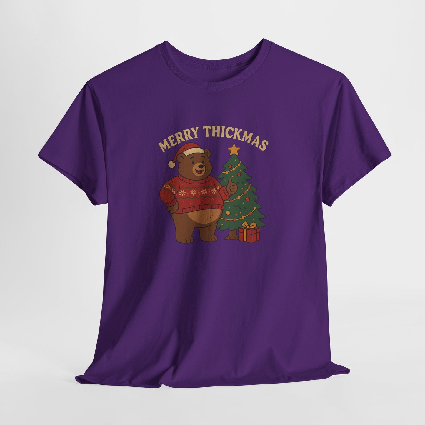 Merry Thickmas Bear Christmas T-Shirt | Funny Chubby Bear Holiday Sweater Design