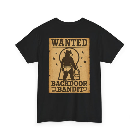 Wanted Backdoor Bandit Tee, Funny Unisex T-Shirt, Vintage Style Graphic Tee, Casual Everyday Wear, Gift for Him/Her