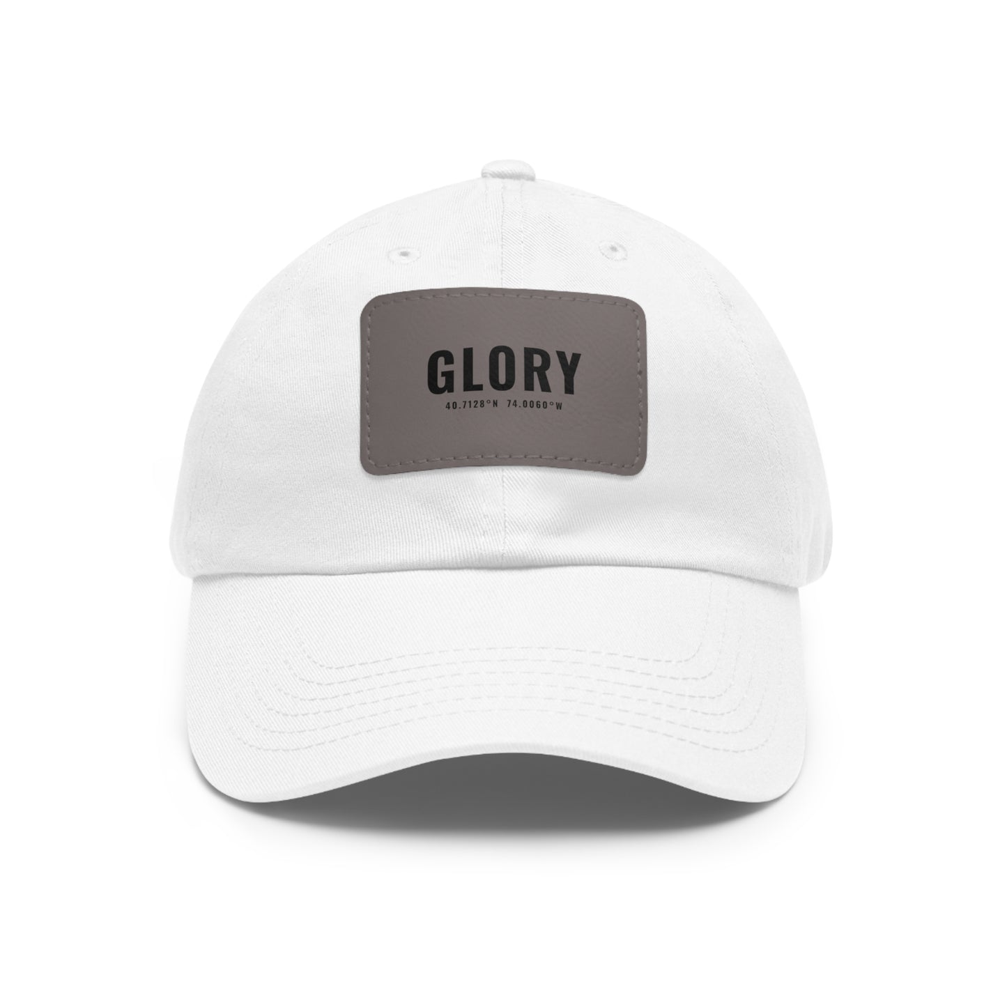 Glory Leather Patch Dad Hat — Vintage Rectangle Patch Baseball Cap