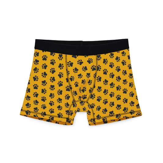Yellow & Bear Paw Print Boxer Briefs – Bold & Comfortable Men’s Underwear