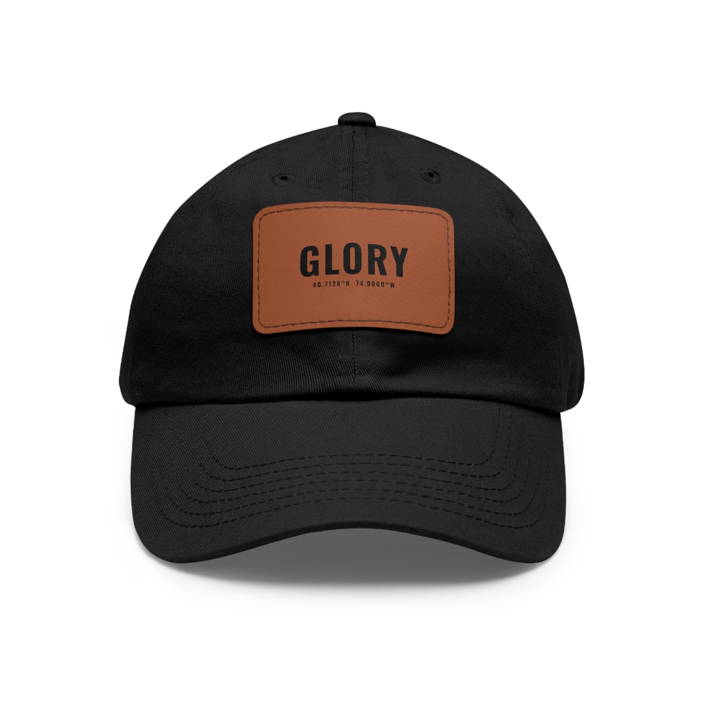 Glory Leather Patch Dad Hat — Vintage Rectangle Patch Baseball Cap