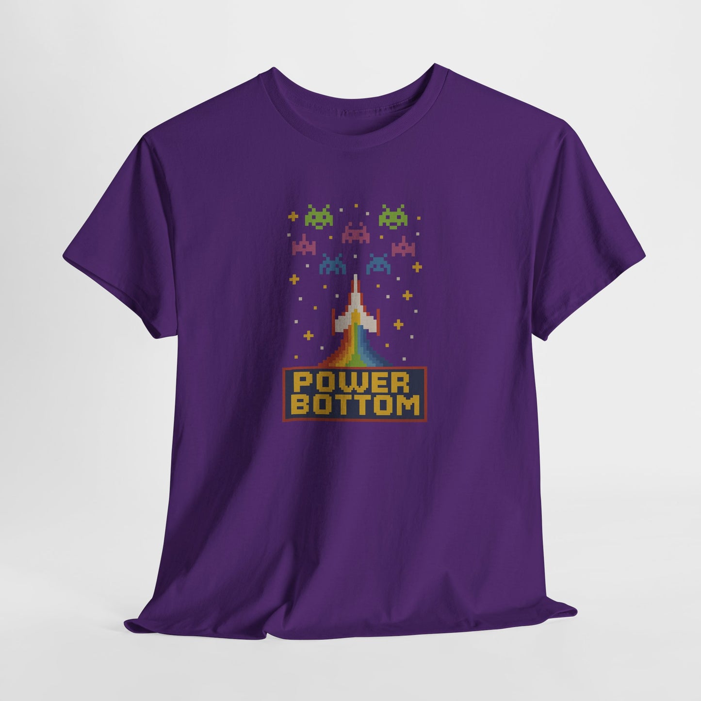 Retro Pixel Arcade "POWER BOTTOM" T-Shirt