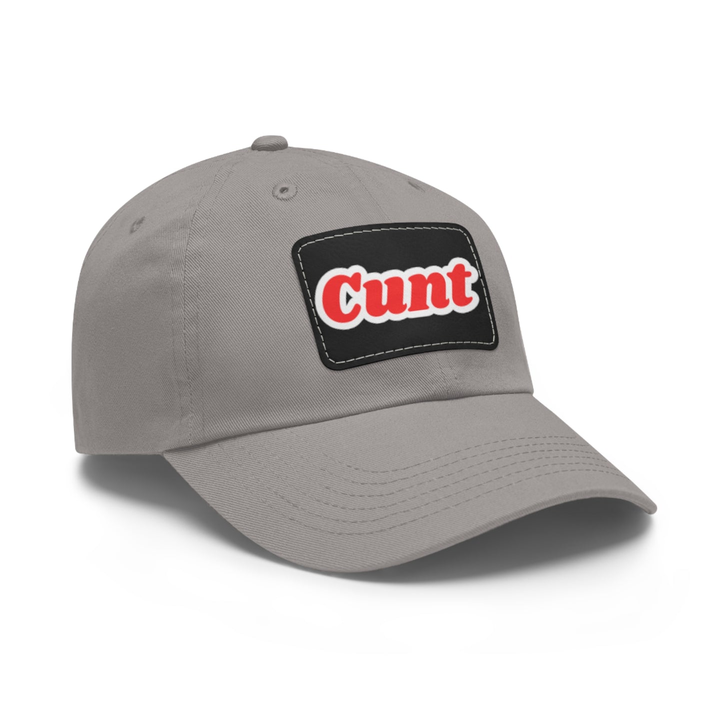 C*UNT Leather Patch Dad Hat — Vintage Rectangle Patch Baseball Cap