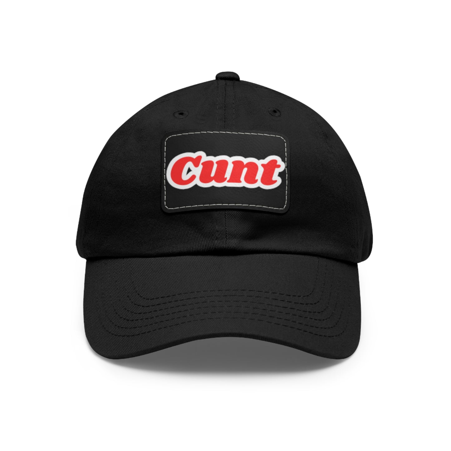 C*UNT Leather Patch Dad Hat — Vintage Rectangle Patch Baseball Cap