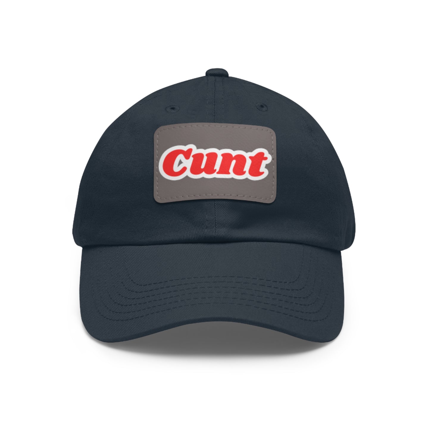C*UNT Leather Patch Dad Hat — Vintage Rectangle Patch Baseball Cap