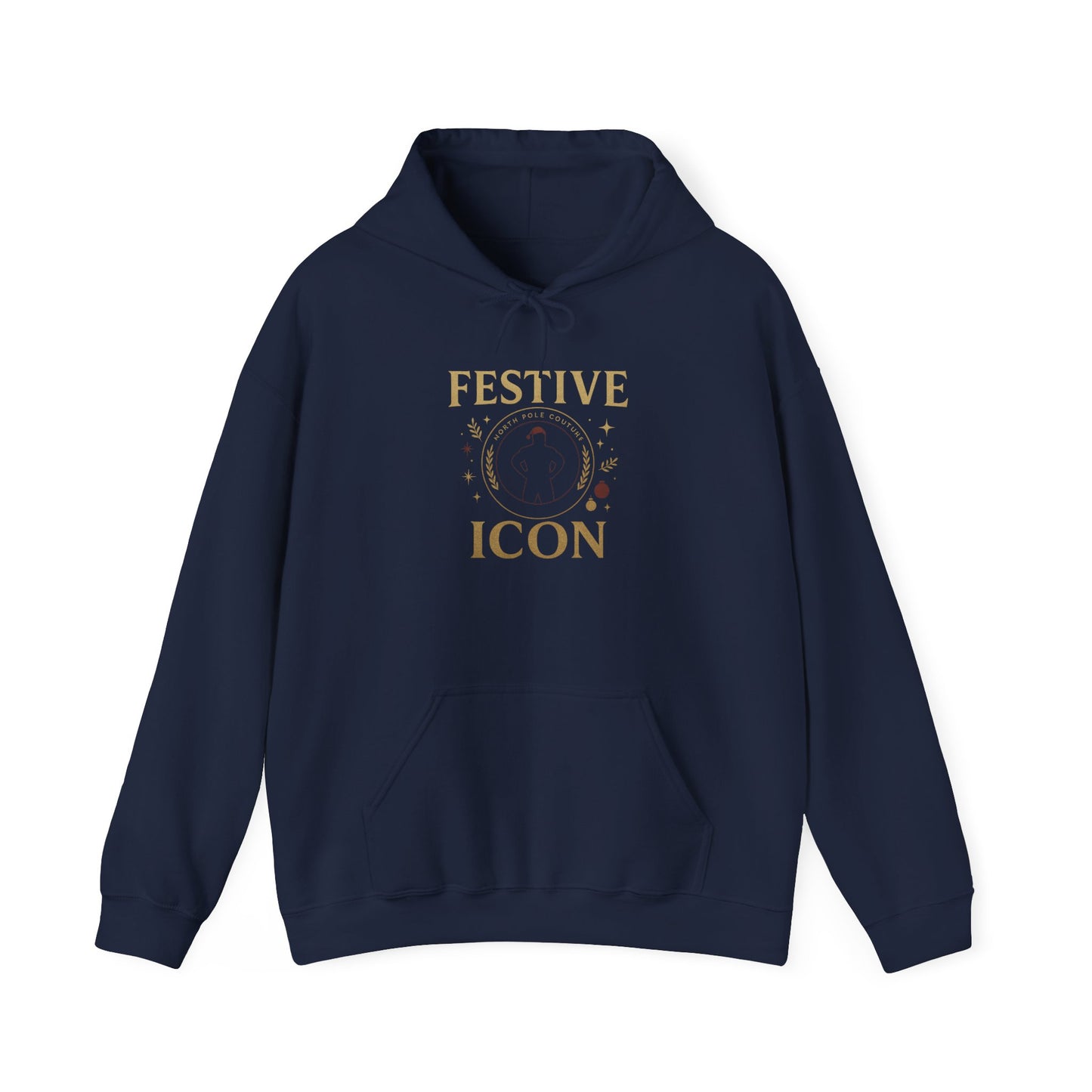 Festive Icon Hoodie - Gold Holiday Graphic Xmas Sweatshirt