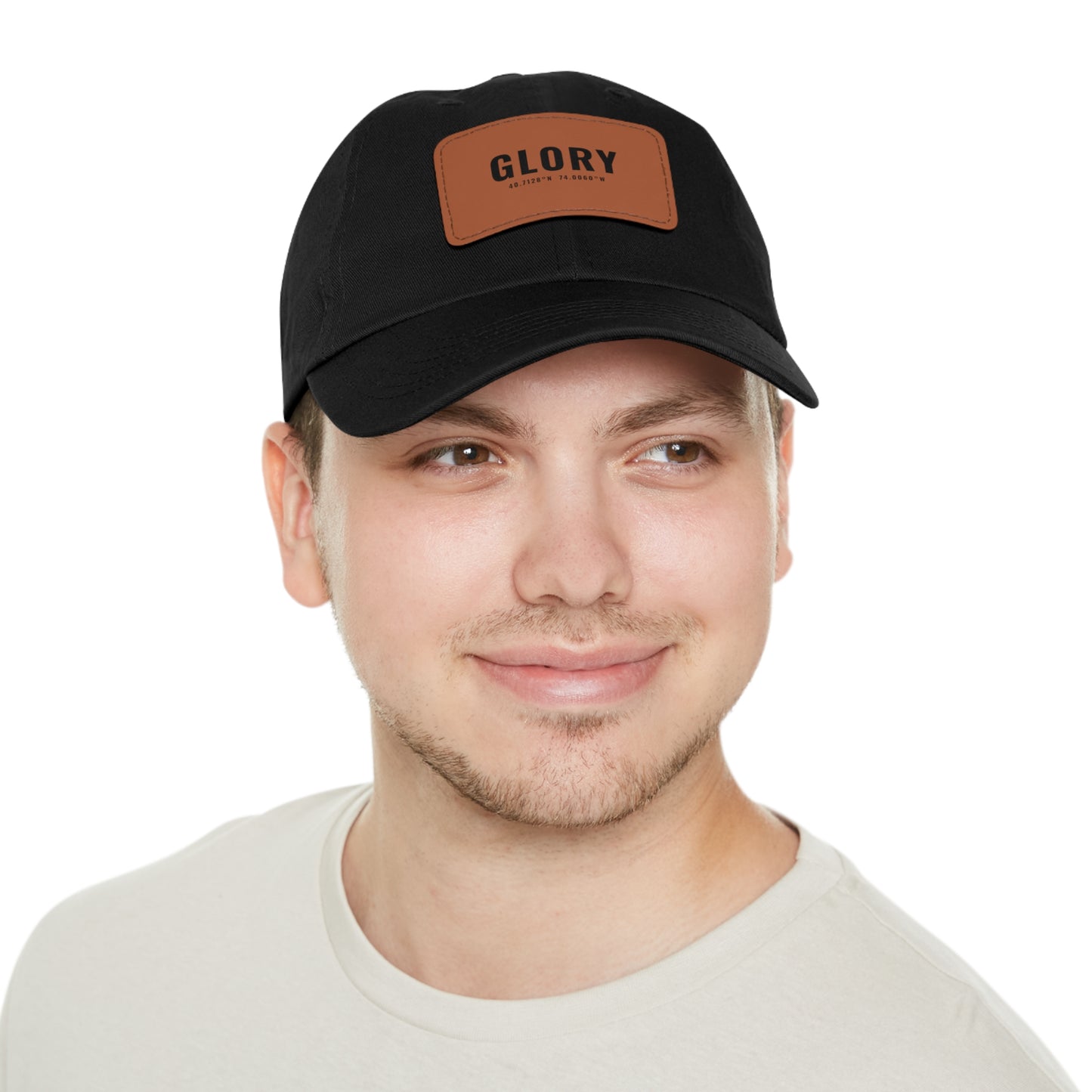Glory Leather Patch Dad Hat — Vintage Rectangle Patch Baseball Cap