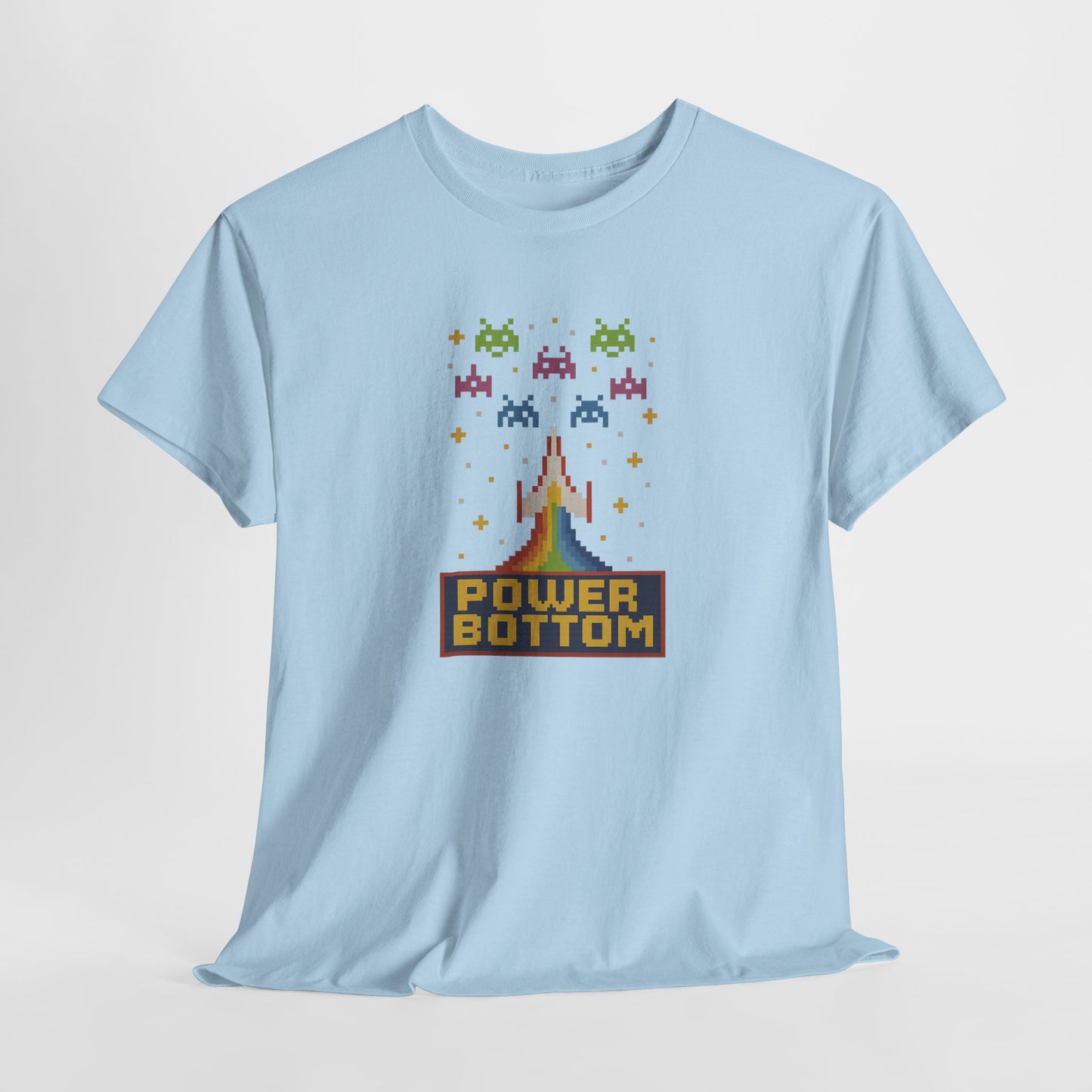 Retro Pixel Arcade "POWER BOTTOM" T-Shirt