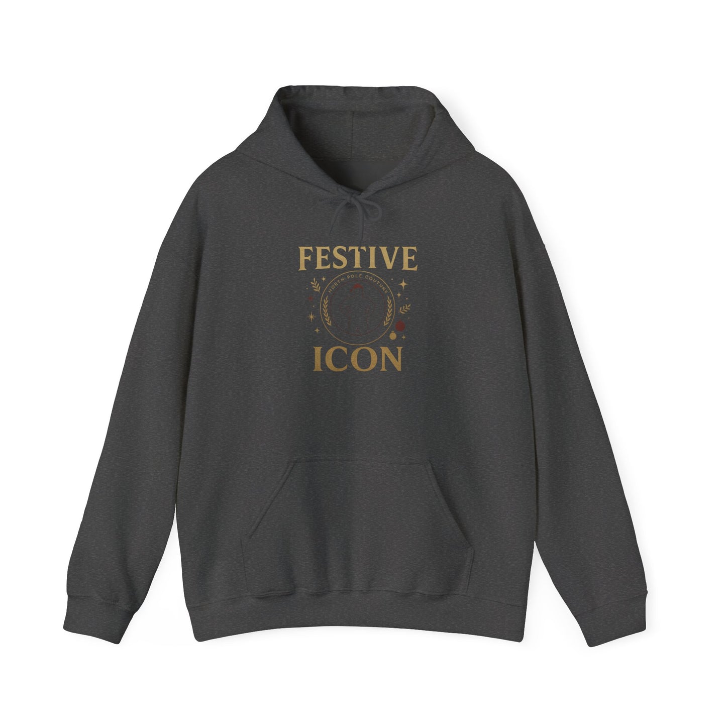 Festive Icon Hoodie - Gold Holiday Graphic Xmas Sweatshirt