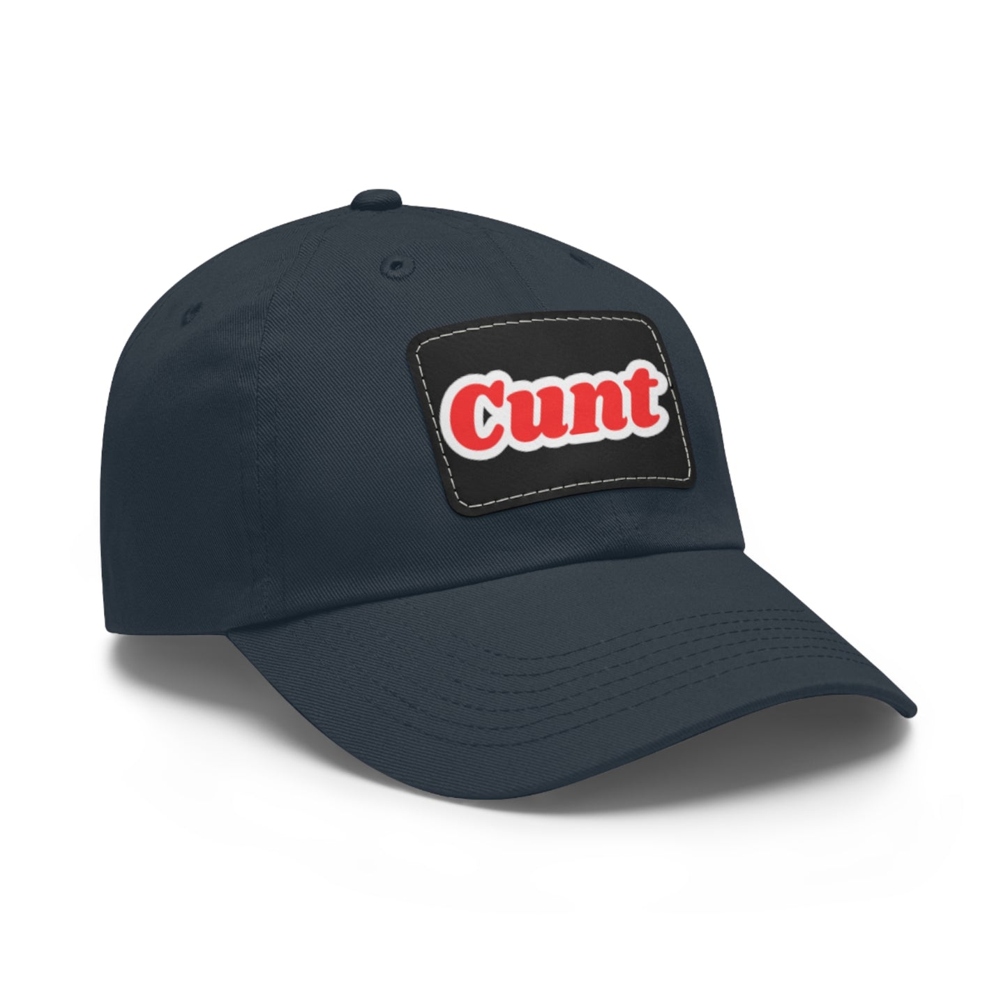 C*UNT Leather Patch Dad Hat — Vintage Rectangle Patch Baseball Cap