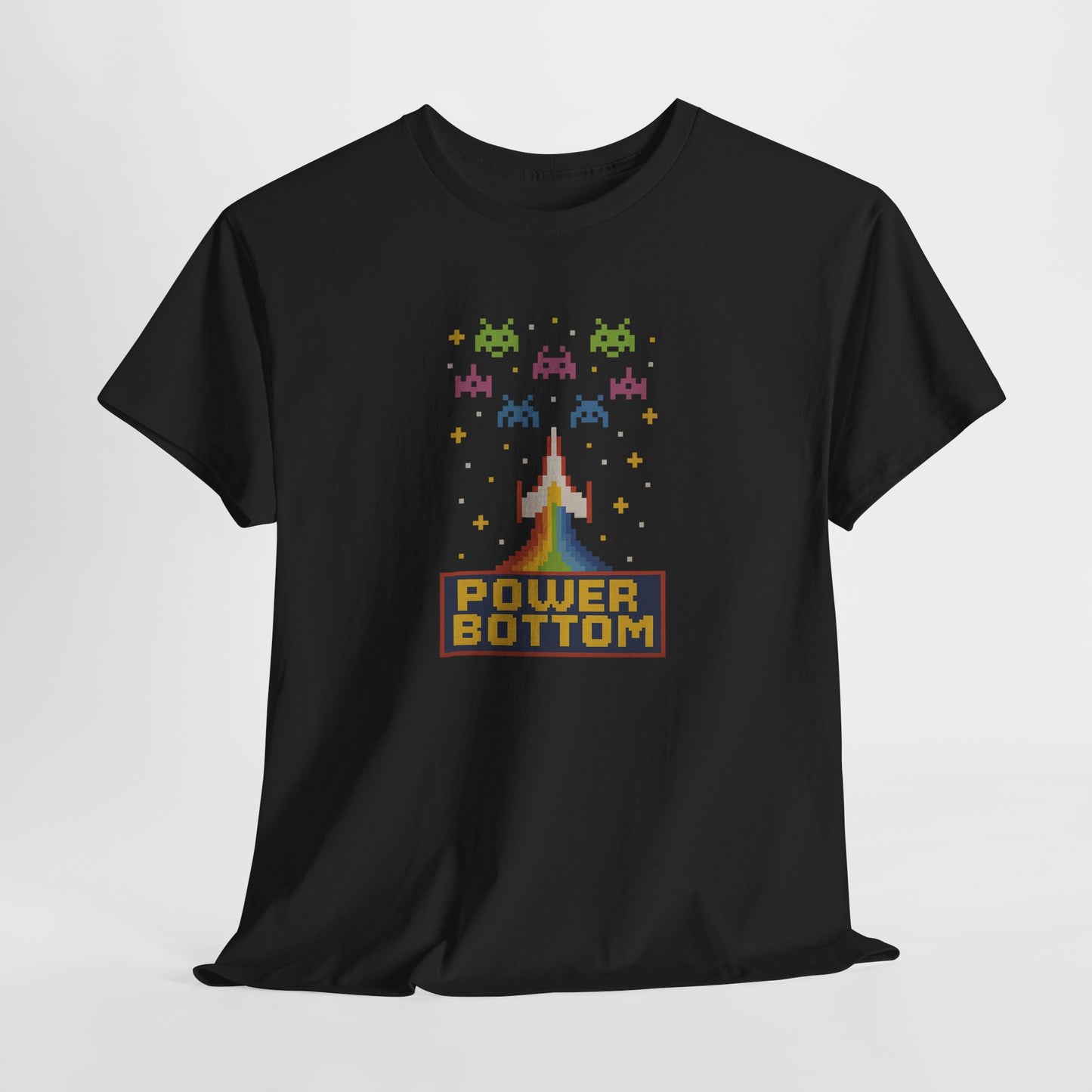 Retro Pixel Arcade "POWER BOTTOM" T-Shirt
