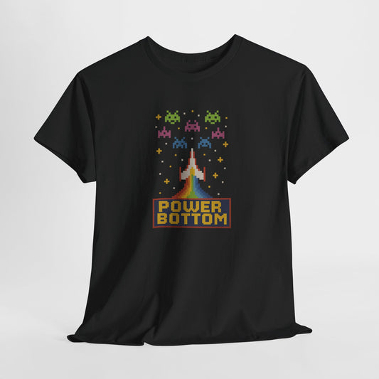 Retro Pixel Arcade "POWER BOTTOM" T-Shirt