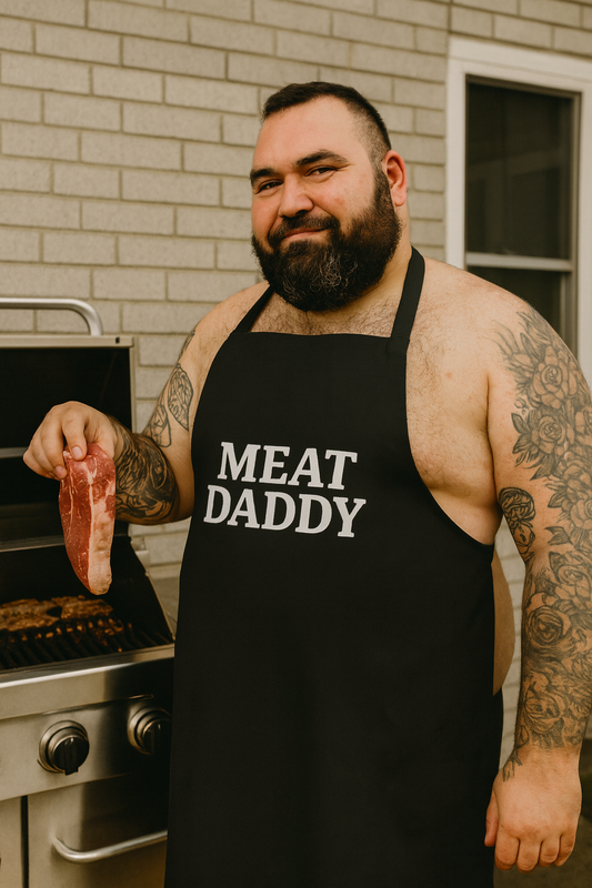 Meat Daddy Apron – Funny Gay Bear BBQ Apron, Chubby Daddy Cooking Gift, Pride Kitchen Grilling Gear