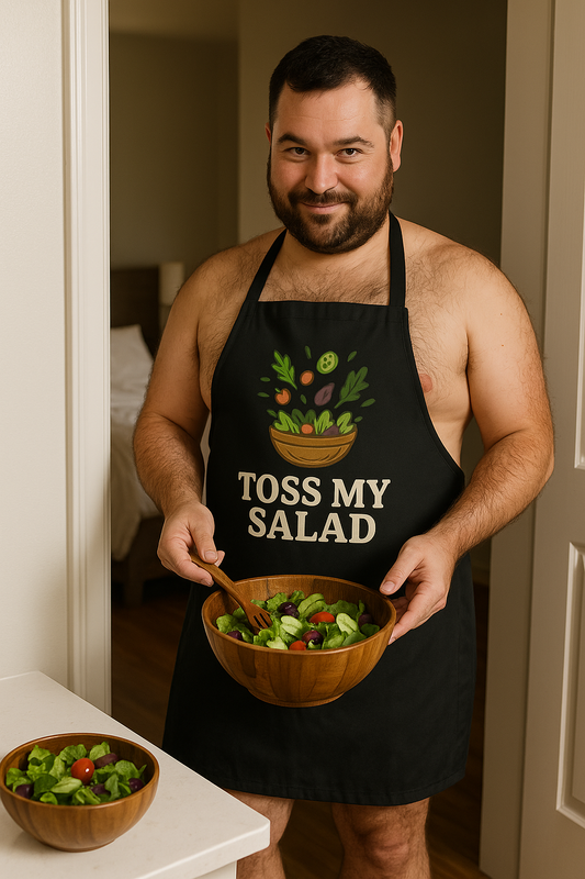 Toss My Salad Apron – Funny Bear Gay Kitchen BBQ Cooking Gift