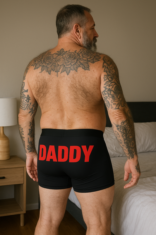 DADDY Men’s Boxer Briefs – Bold Red Statement Underwear
