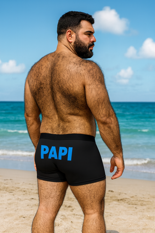 PAPI Men’s Boxer Briefs – Bold Blue Statement Bearwear