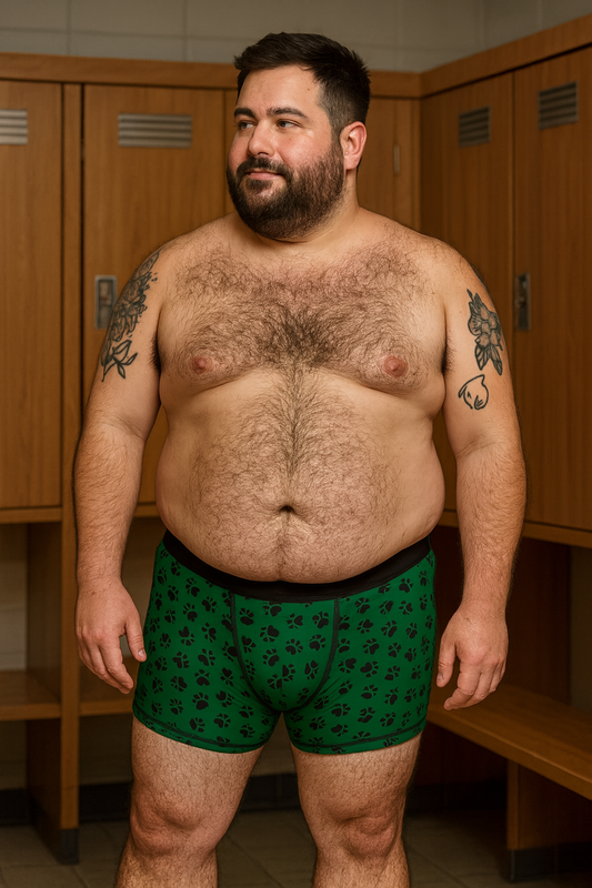 Green & Bear Paw Print Boxer Briefs – Bold & Comfortable Men’s Underwear