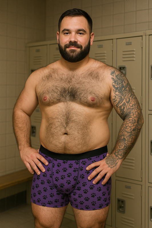 Purple & Bear Paw Print Boxer Briefs – Bold & Comfortable Men’s Underwear