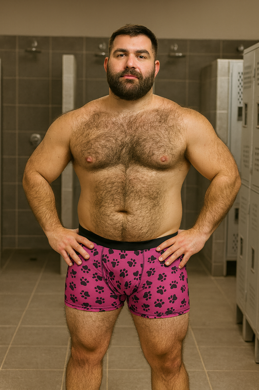 Pink & Bear Paw Print Boxer Briefs – Bold & Comfortable Men’s Underwear