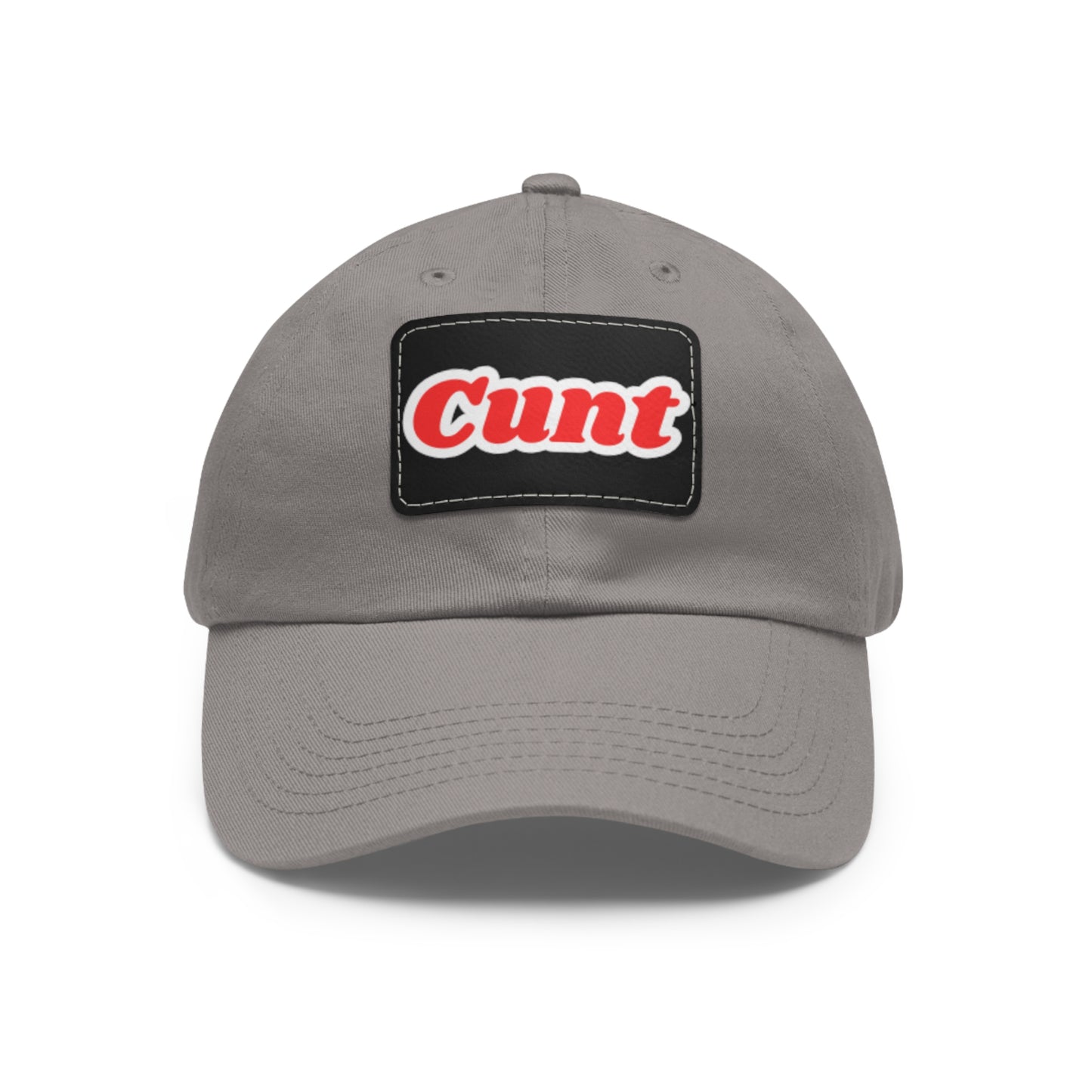 C*UNT Leather Patch Dad Hat — Vintage Rectangle Patch Baseball Cap