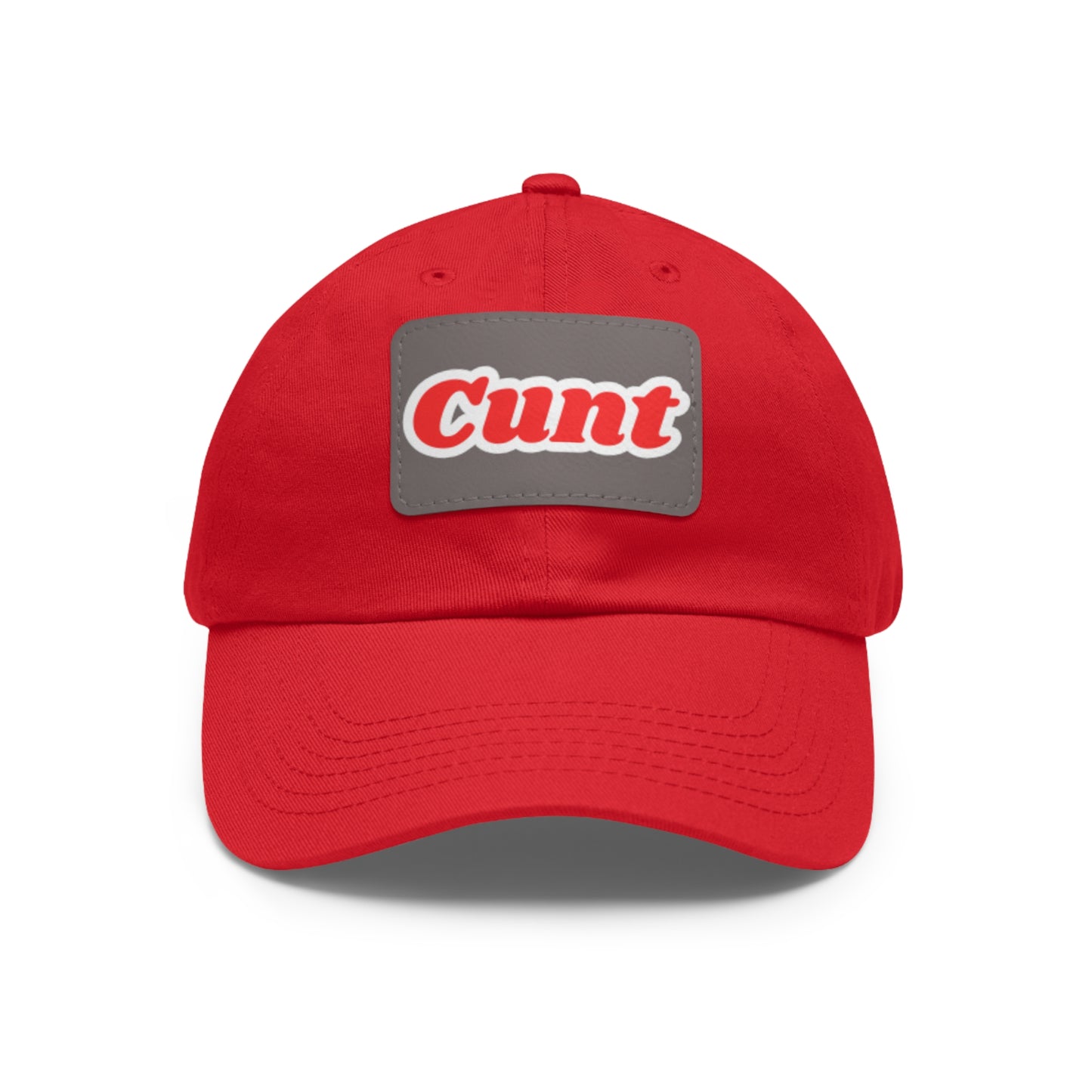 C*UNT Leather Patch Dad Hat — Vintage Rectangle Patch Baseball Cap