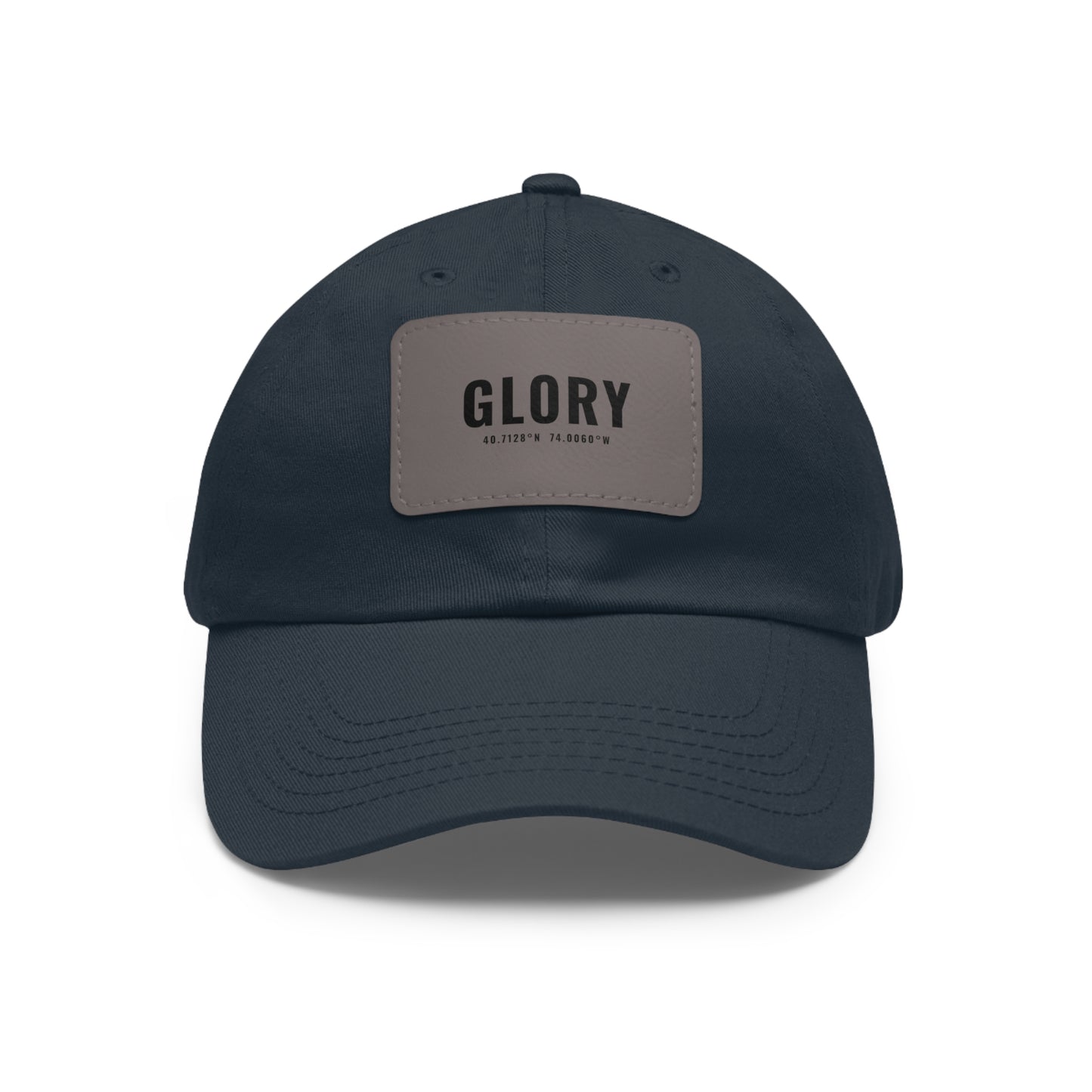Glory Leather Patch Dad Hat — Vintage Rectangle Patch Baseball Cap