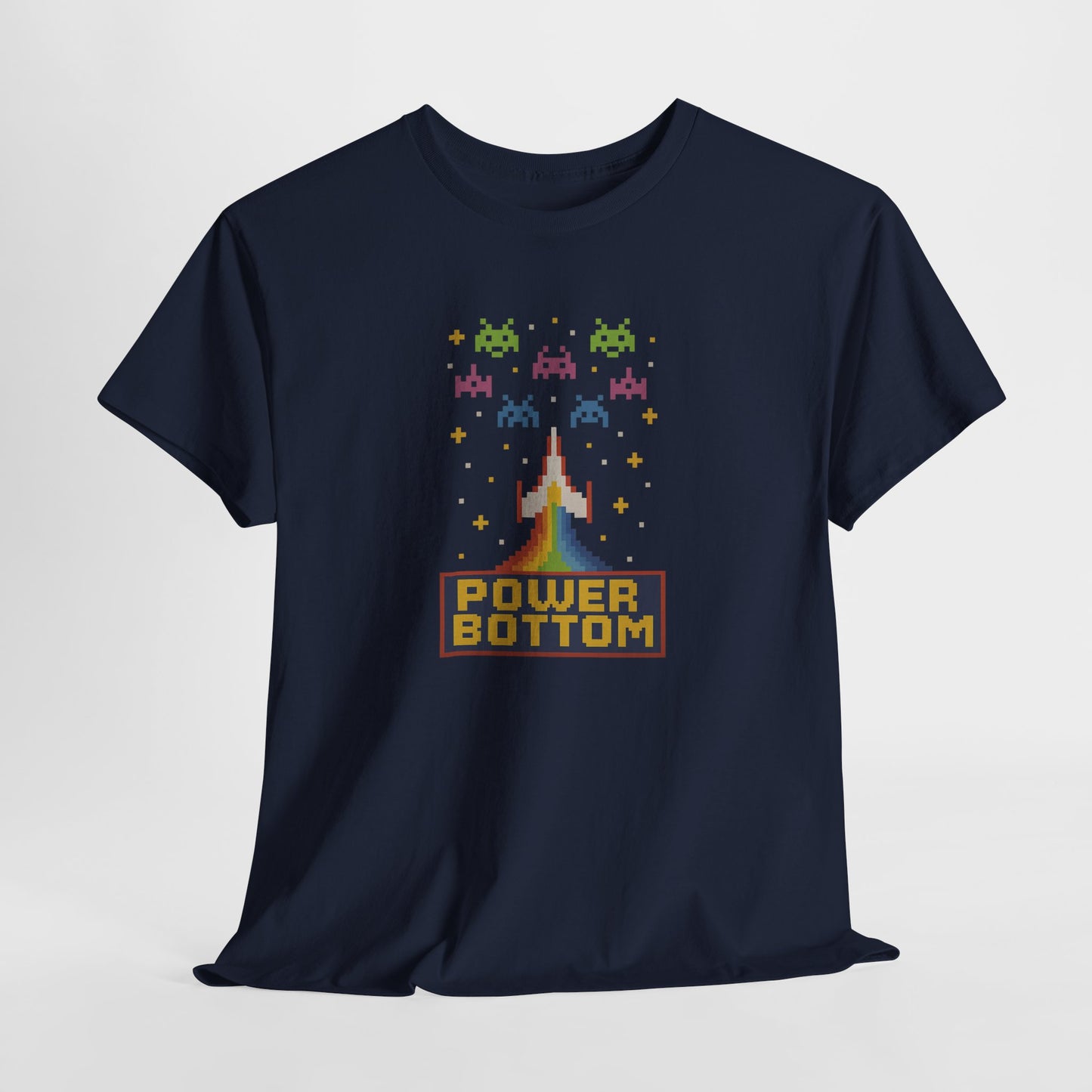Retro Pixel Arcade "POWER BOTTOM" T-Shirt