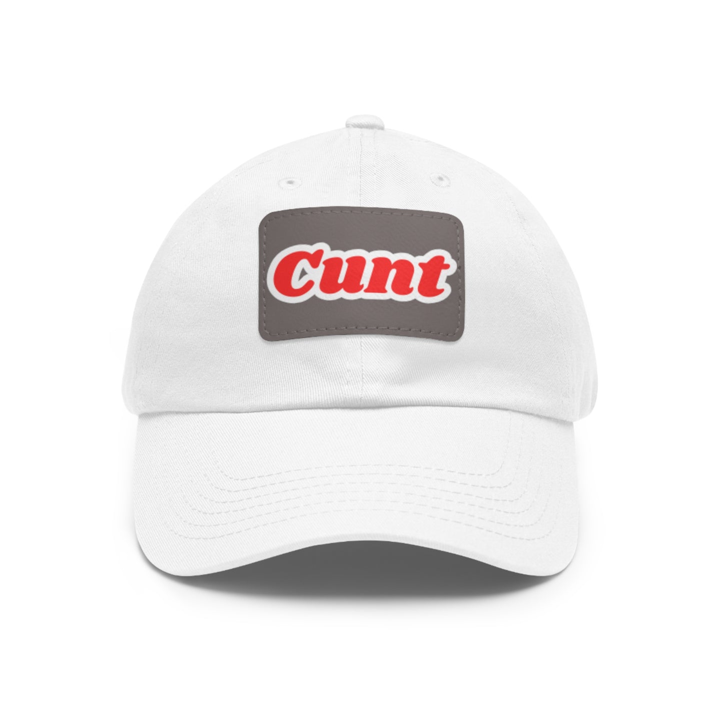 C*UNT Leather Patch Dad Hat — Vintage Rectangle Patch Baseball Cap