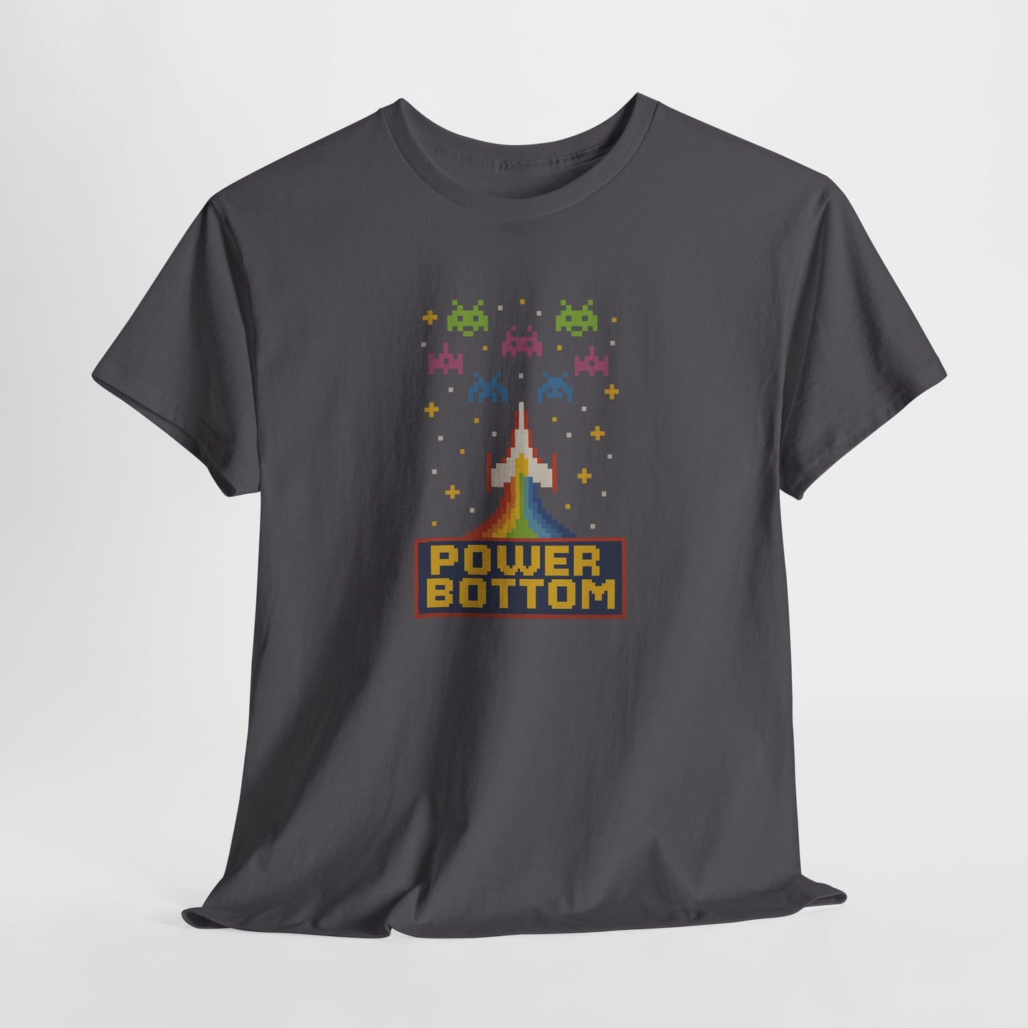 Retro Pixel Arcade "POWER BOTTOM" T-Shirt