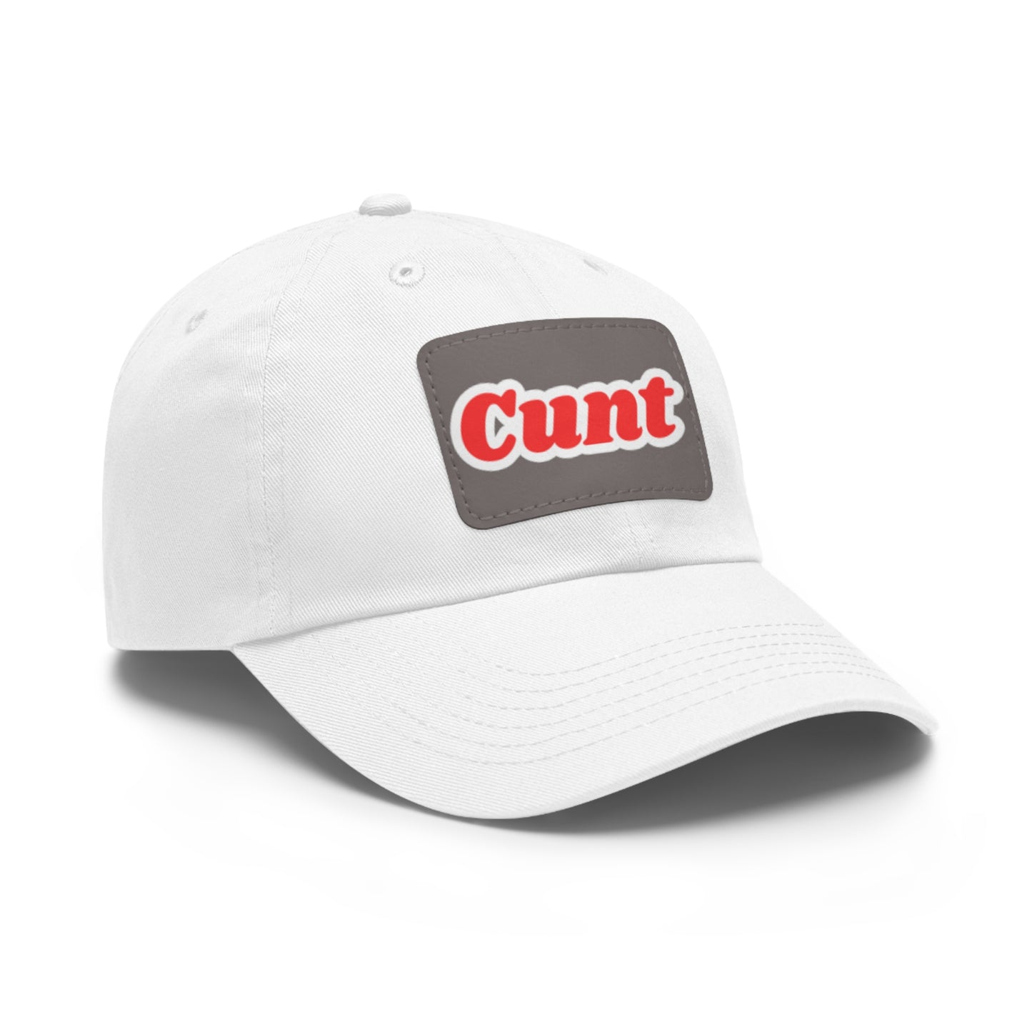 C*UNT Leather Patch Dad Hat — Vintage Rectangle Patch Baseball Cap