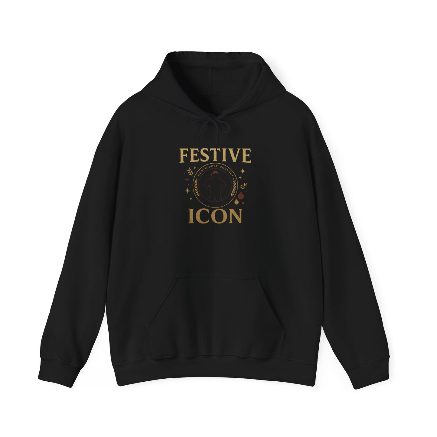 Festive Icon Hoodie - Gold Holiday Graphic Xmas Sweatshirt