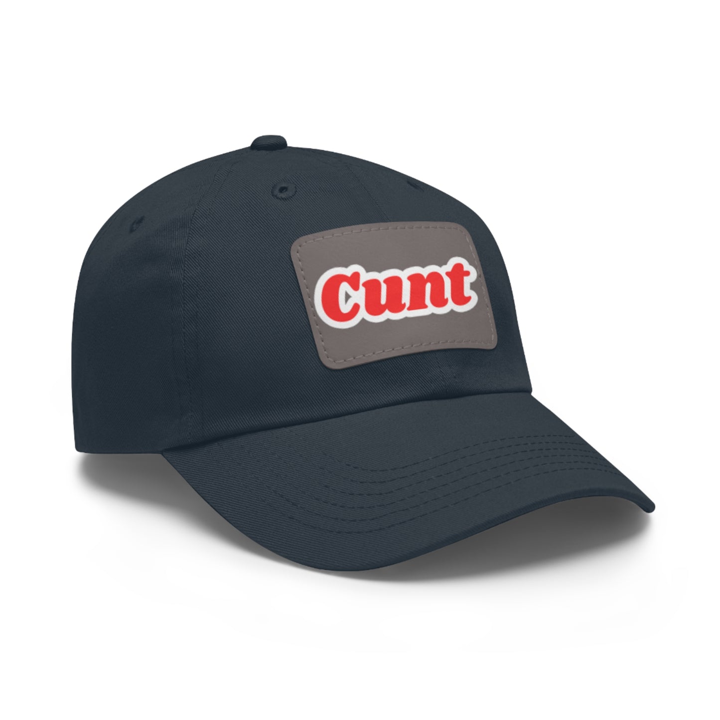 C*UNT Leather Patch Dad Hat — Vintage Rectangle Patch Baseball Cap