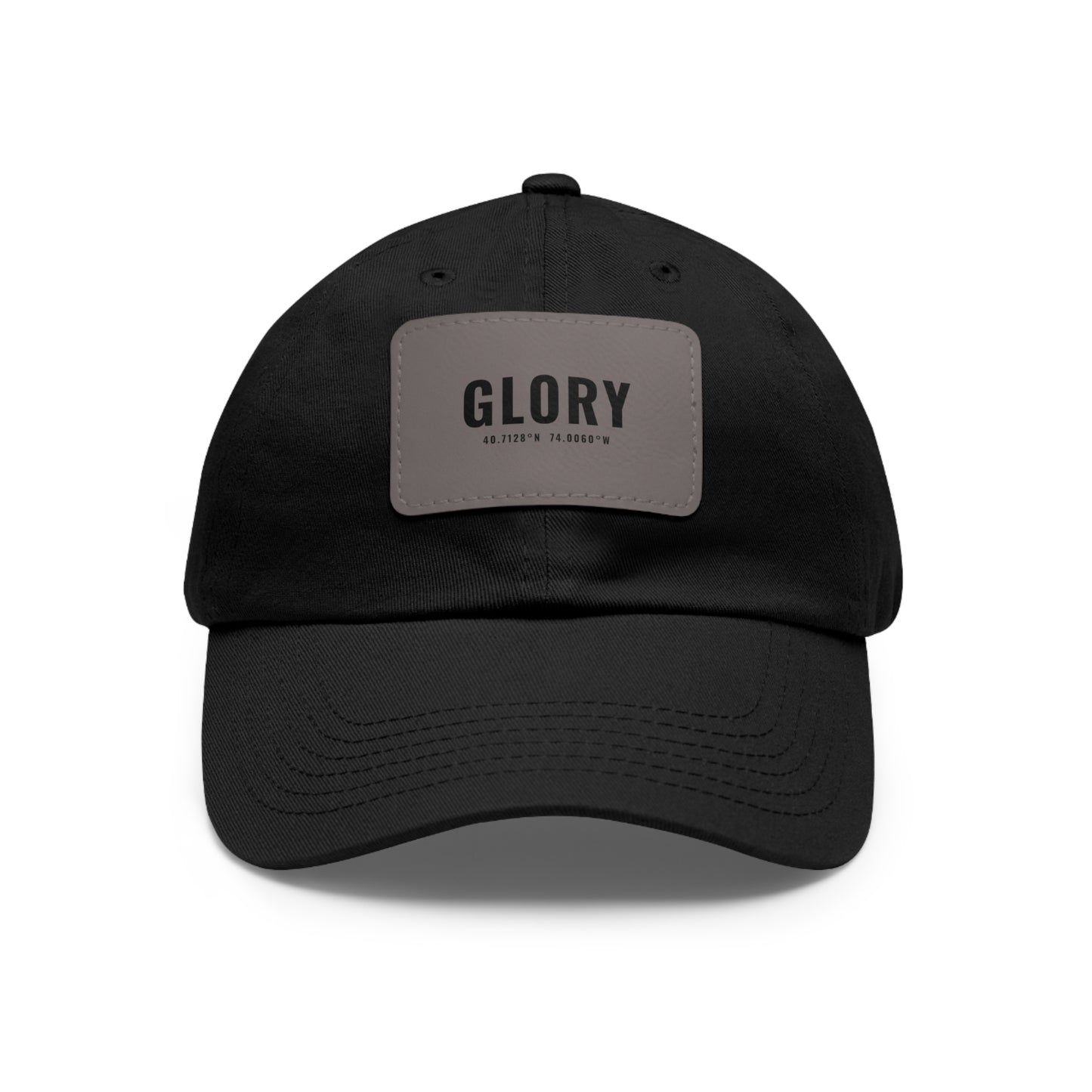 Glory Leather Patch Dad Hat — Vintage Rectangle Patch Baseball Cap