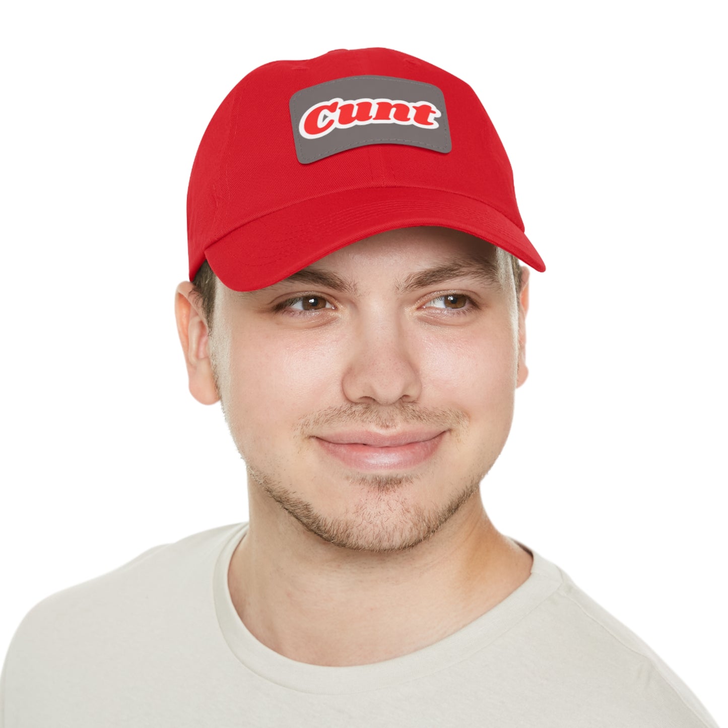 C*UNT Leather Patch Dad Hat — Vintage Rectangle Patch Baseball Cap