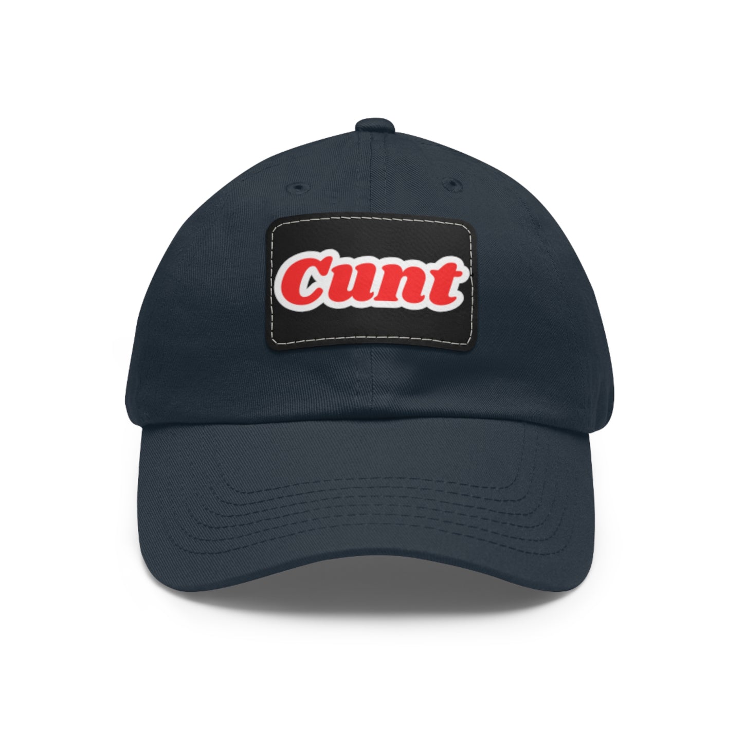 C*UNT Leather Patch Dad Hat — Vintage Rectangle Patch Baseball Cap